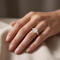 Vaelora 3 Carat Cushion Three-Stone Double Band Moissanite Ring