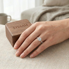 Radiant Moissanite Halo Promise Ring Bridal Band