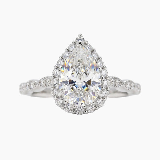 Luxurious Design Pear Cut Moissanite Ring