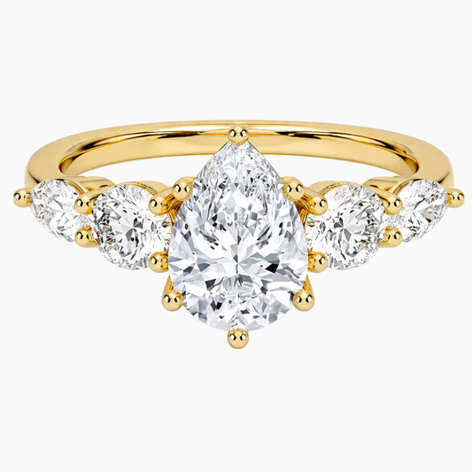 Five Stones Pear Moissanite Ring