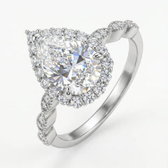 Luxurious Design Pear Cut Moissanite Ring