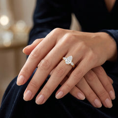 Vaelora 3 Carat Pear Three-Stone Double Band Moissanite Ring