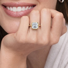 Modern Bezel Set Square Asscher Moissanite Ring