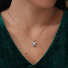 Luxurious 1ct Heart Cut Moissanite Halo Necklace