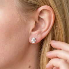 Four-prong Oval Moissanite Stud Earrings