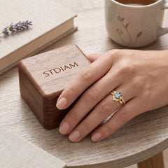 Virelora Oval Moss Agate Leaf-Inspired Ring Set