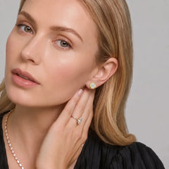 Fiorenne Round Moissanite Blossom Stud Earrings