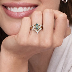 Virellora Marquise Moss Agate 3-Piece Engagement Ring Set