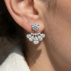 Luxurious Fan-shaped Moissanite Earrings