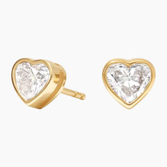 Classic Bezel Set Heart Cut Brilliant Moissanite Stud Earrings