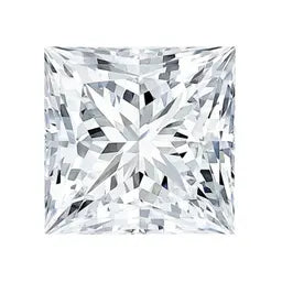 Loose princess cut gemstone with brilliant facets on a white background