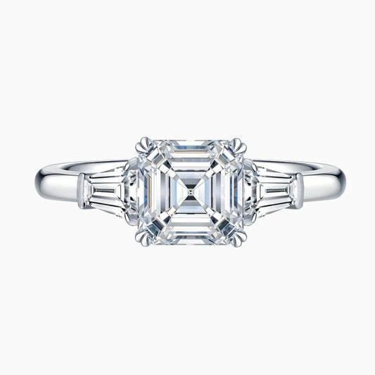 Unique Asscher Cut Moissanite Ring