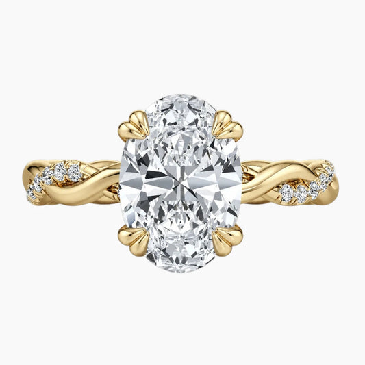 2 Karat ovaler Moissanit Twisted Vine Ring – 18 Karat vergoldetes Silber