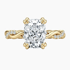 2ct Cushion Moissanite Twisted Vine Ring