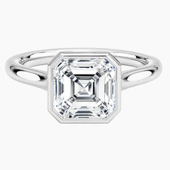 Modern Bezel Set Square Asscher Moissanite Ring