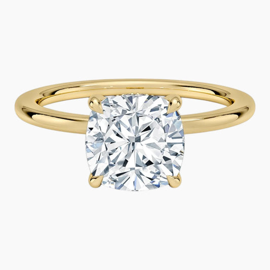 Cushion Cut Hidden Halo Moissanite Ring