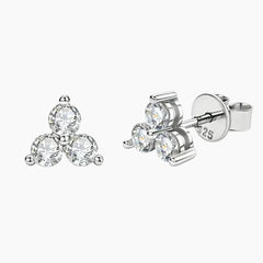 Three Stones Moissanite Stud Earrings