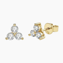 Three Stones Moissanite Stud Earrings