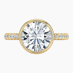 Aurelia Vintage Bezel Round Moissanite Pavé Band Ring