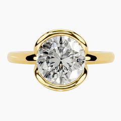 Half Bezel Round Moissanite Ring