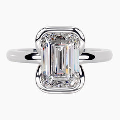 Half Bezel Emerald Moissanite Ring