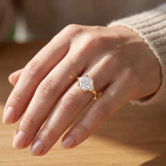Rosélia 2 Carat Elongated Cushion Three-Stone Moissanite Ring