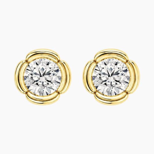 Fiorenne Round Moissanite Blossom Stud Earrings