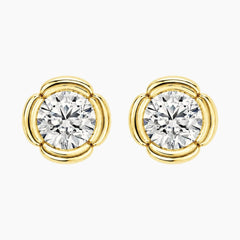 Fiorenne Round Moissanite Blossom Stud Earrings