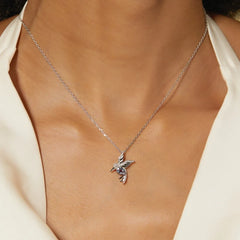 The Avielle Pear-Cut Lab-Grown Alexandrite Hummingbird Necklace