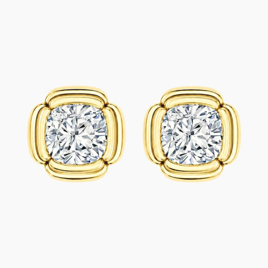 Fiorenne Cushion Moissanite Blossom Stud Earrings