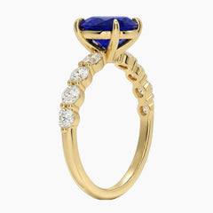 Elegant Oval Lab-Grown Sapphire Ring - 18K Gold Plated