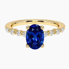 Elegant Oval Lab-Grown Sapphire Ring - 18K Gold Plated
