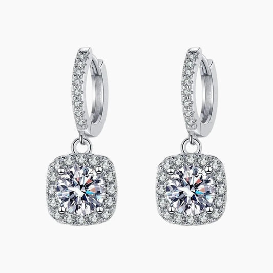 Square Moissanite Drop Earrings