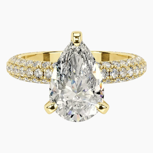 Designer Pear Cut Moissanite Ring