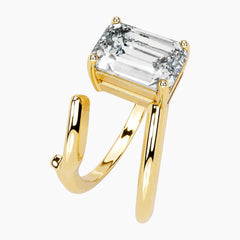 2ct Emerald Moissanite Bypass Ring in 18K Gold Plated Finish