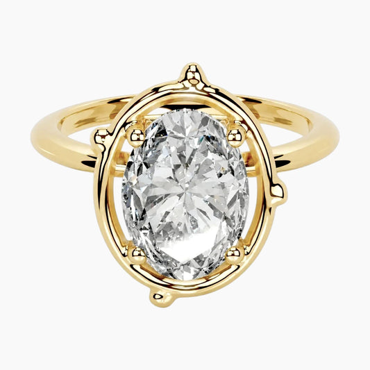 In Liebe verwurzelter Moissanit-Ring mit Ovalschliff