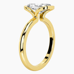 Half Bezel Radiant Moissanite Ring