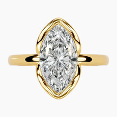 Half Bezel Marquise Moissanite Ring