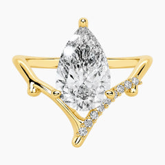 Adjustable 2ct Pear Moissanite V-Shaped Branch Ring 18k Gold Plated
