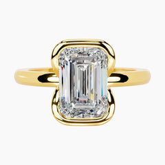 Half Bezel Emerald Moissanite Ring