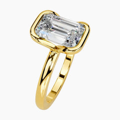 Half Bezel Emerald Moissanite Ring