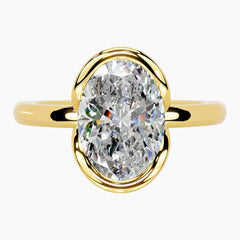 Half Bezel Oval Moissanite Ring