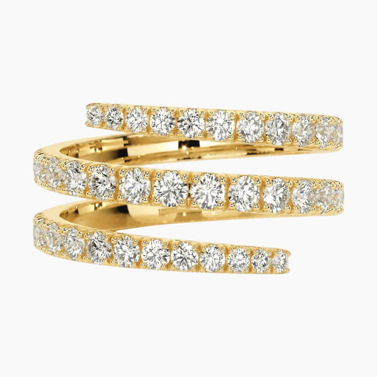 Elegant Triple Row Moissanite Wrap Ring Luxury Gold Spiral Band