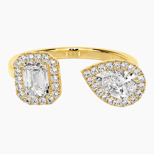 Asymmetrical Design Moissanite Open Ring