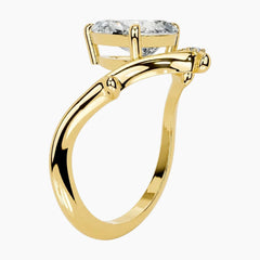 Adjustable 2ct Pear Moissanite V-Shaped Branch Ring 18k Gold Plated