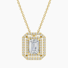 Aurélisse 1 Carat Emerald Moissanite Double Halo Necklace