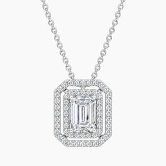 Aurélisse 1 Carat Emerald Moissanite Double Halo Necklace