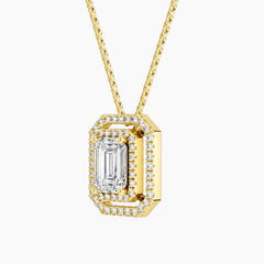 Aurélisse 1 Carat Emerald Moissanite Double Halo Necklace