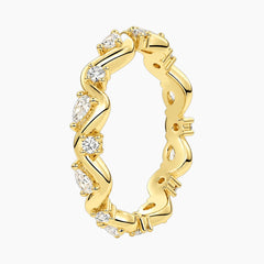 Ondélisse Pear & Round Moissanite Wave Eternity Band