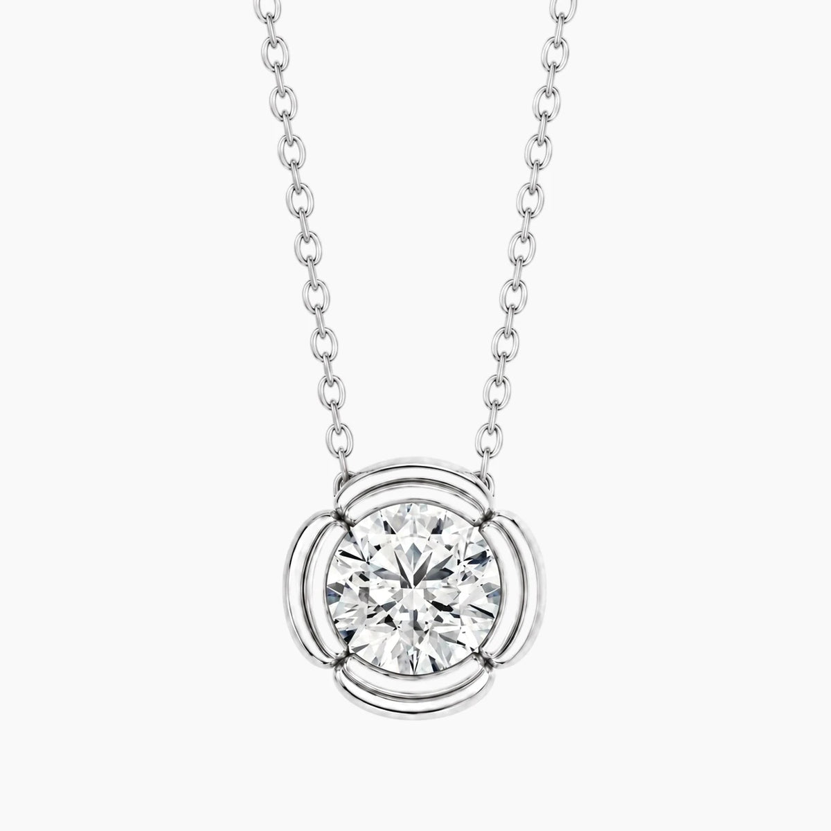Fiorenne 2 Carat Round Moissanite Blossom Pendant Necklace